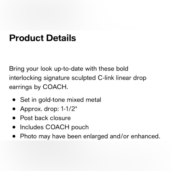 Coach ‘C’ linear chain earrings - Picture 3 of 5